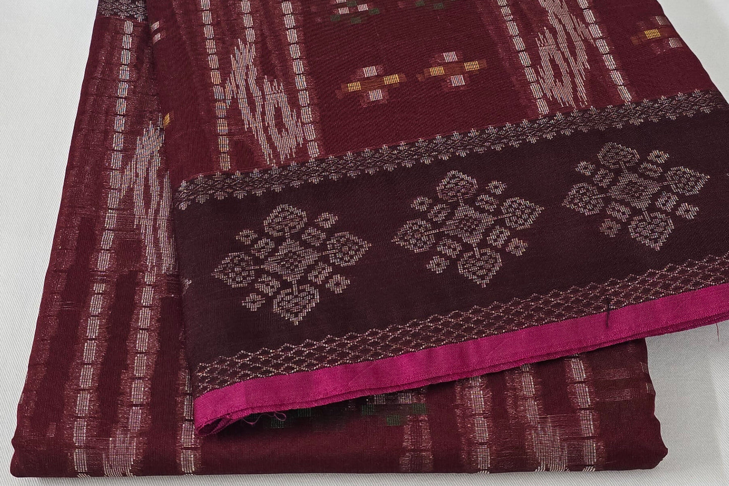 Maroon Banarasi cotton saree SS5386
