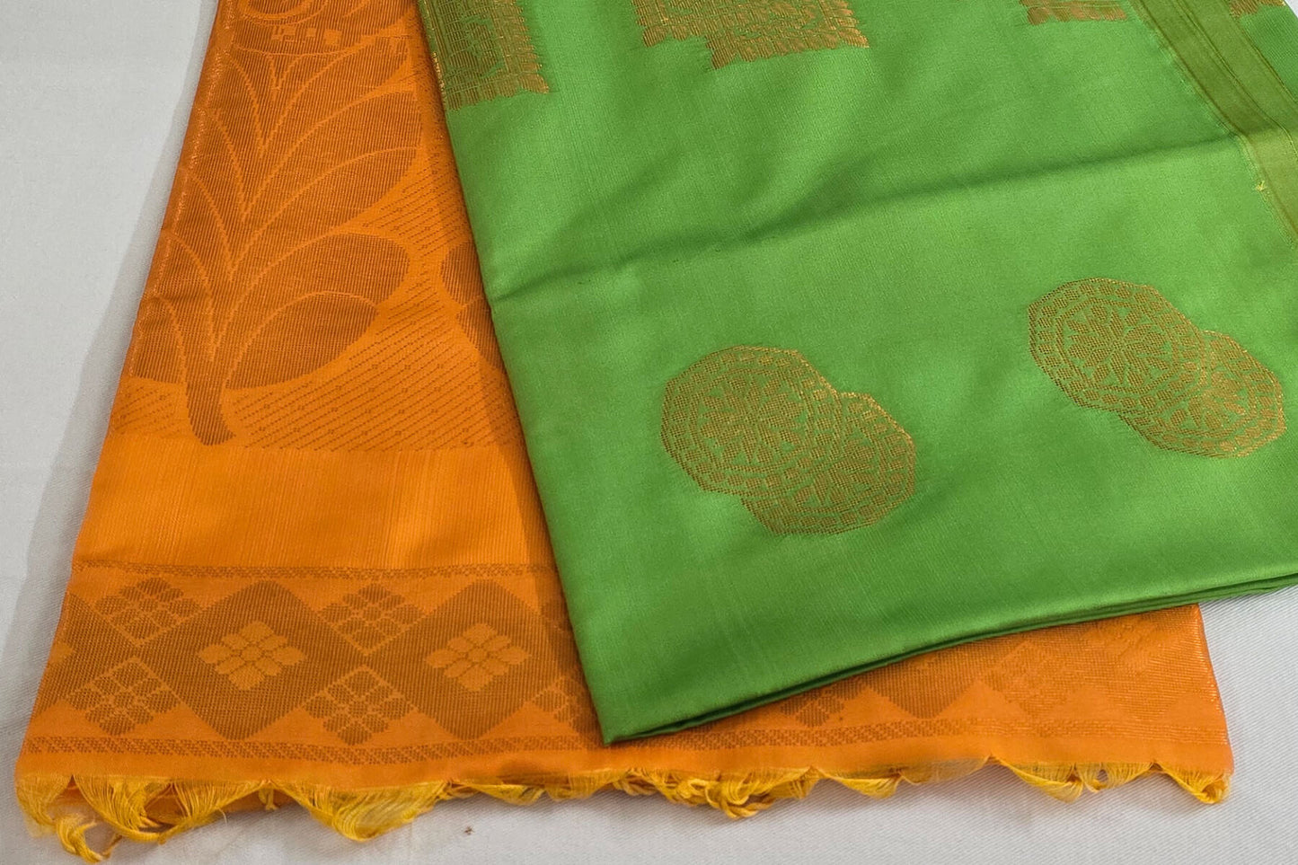 Fluorescent green Semi silk saree SS5423