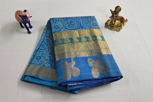 Block printed Light Weight Kanjivaram Silk Saree SS5596