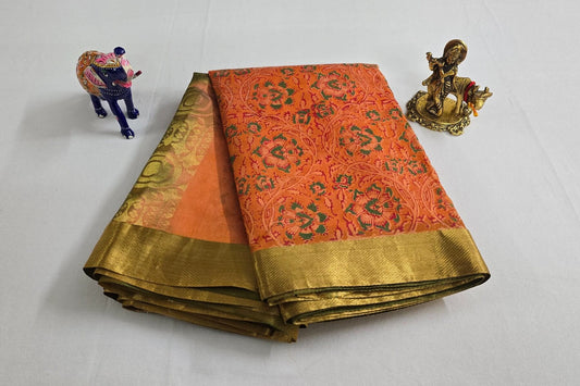 Block printed Light Weight Kanjivaram Silk Saree SS5597