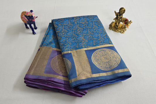 Block printed Light Weight Kanjivaram Silk Saree SS5608