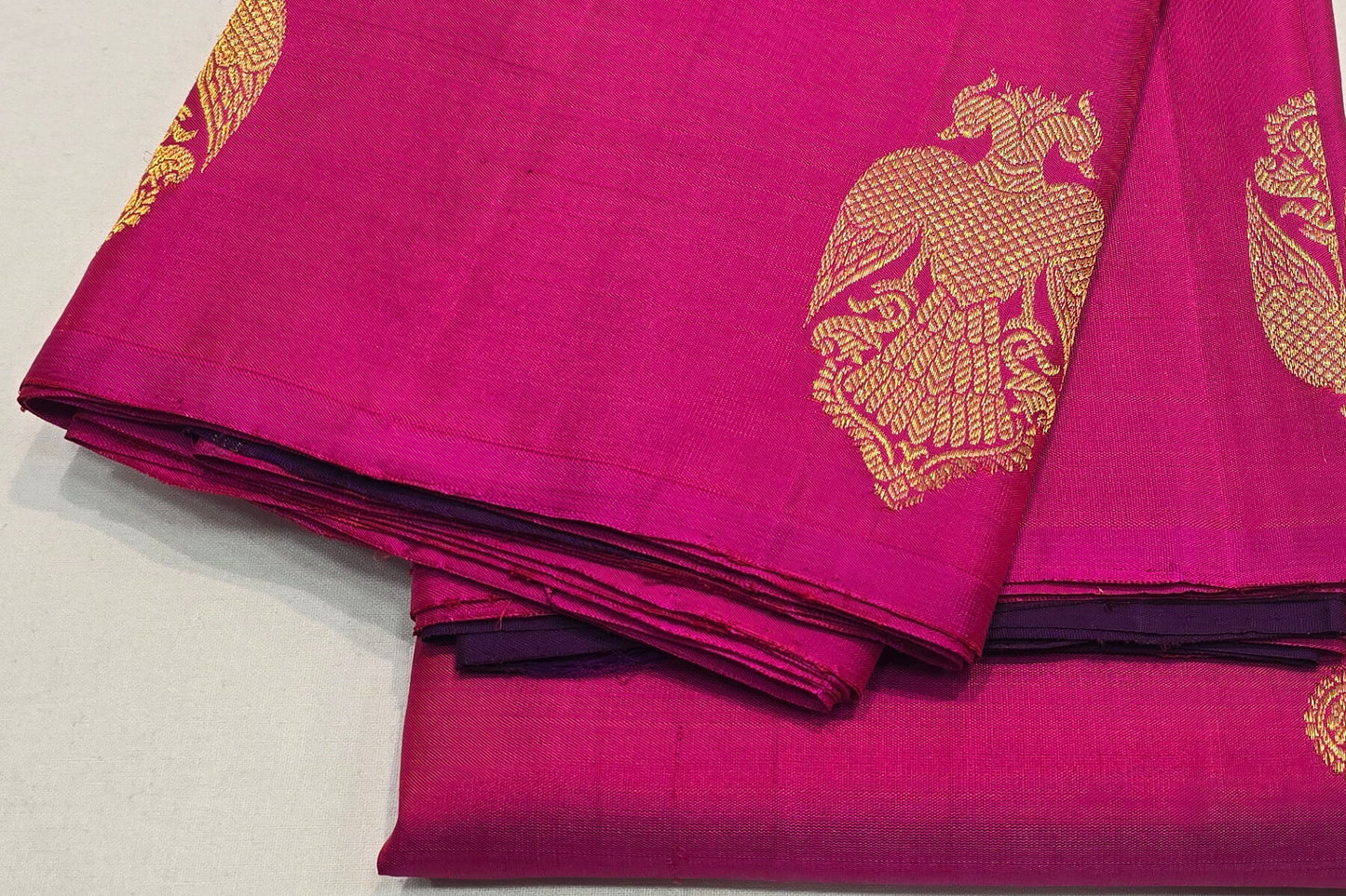 Dark Pink Borderless Kanjivaram Silk Saree SS5850