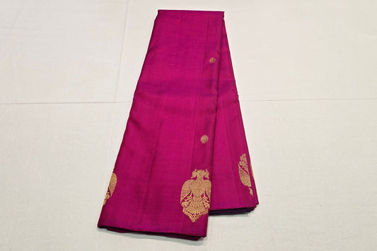 Dark Pink Borderless Kanjivaram Silk Saree SS5850