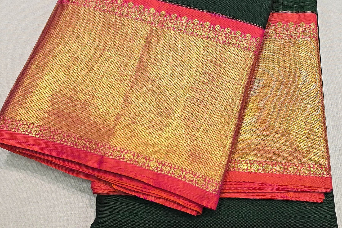 Bottle Green Kanjivaram Silk Saree SS5974