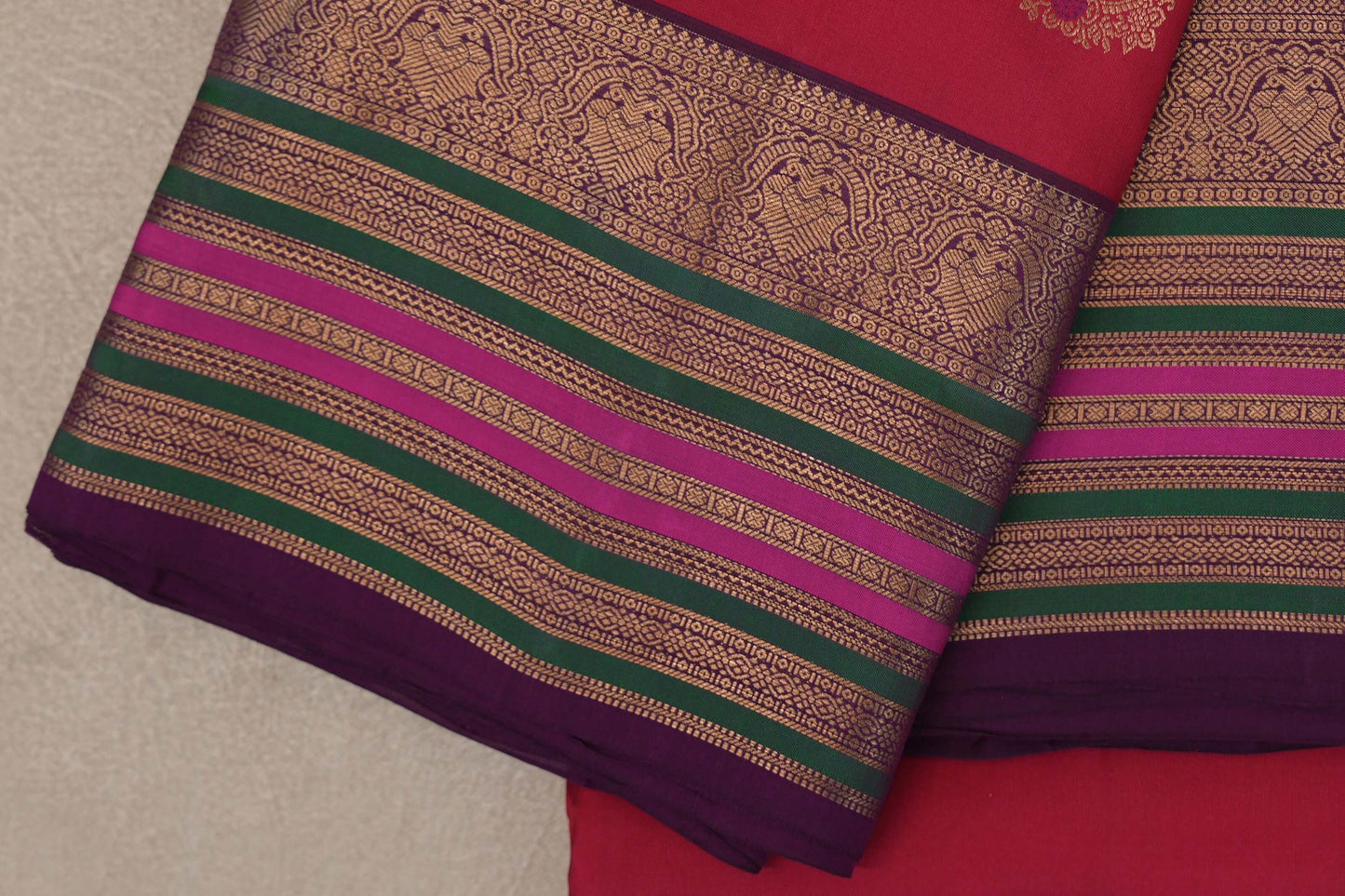 Bright Rani Pink Soft Silk Saree border