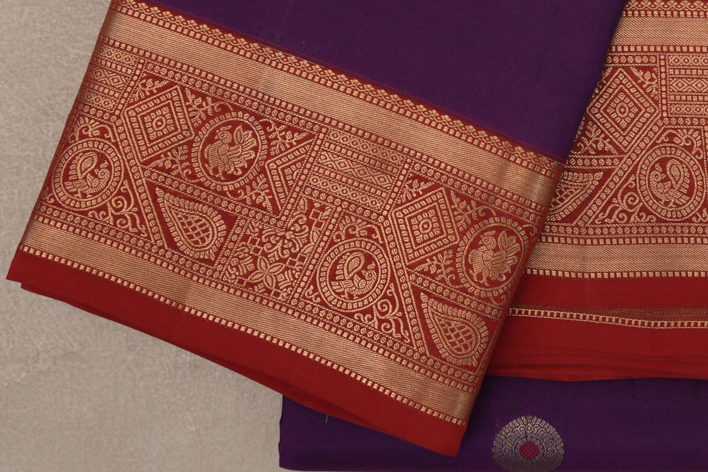 Deep Purple Soft Silk Saree border
