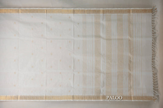 Cream Vegan Silk Cotton Saree paloo