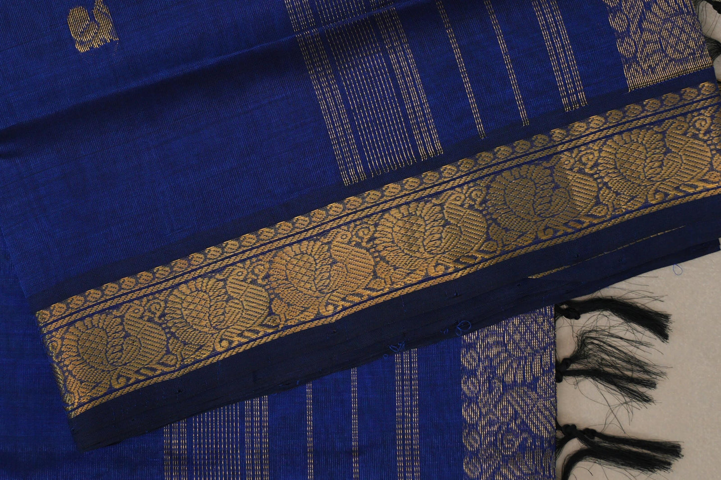 Deep Blue Vegan Silk Cotton Saree border