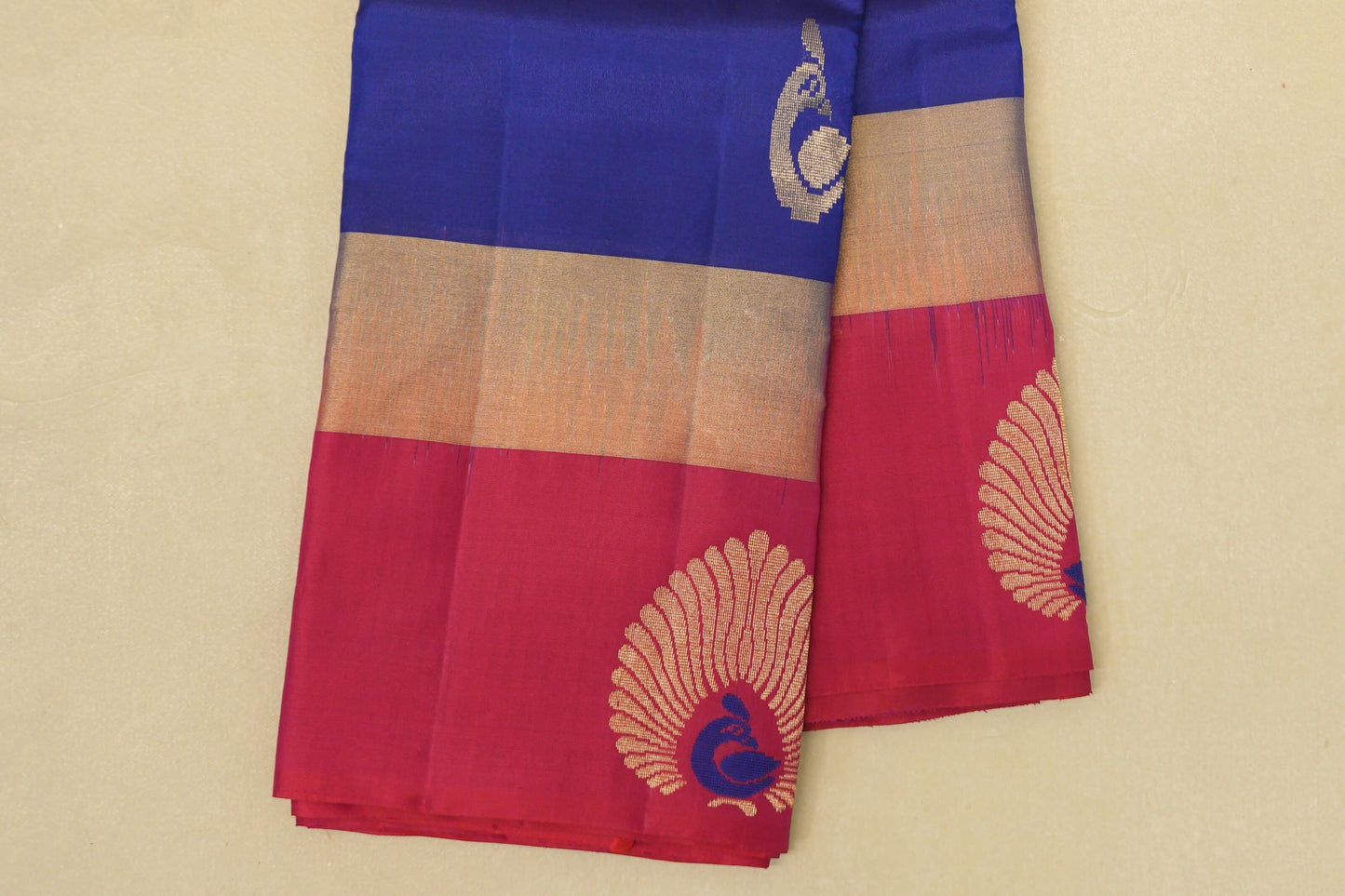 Deep Blue Light Weight Kanjivaram Silk Saree border