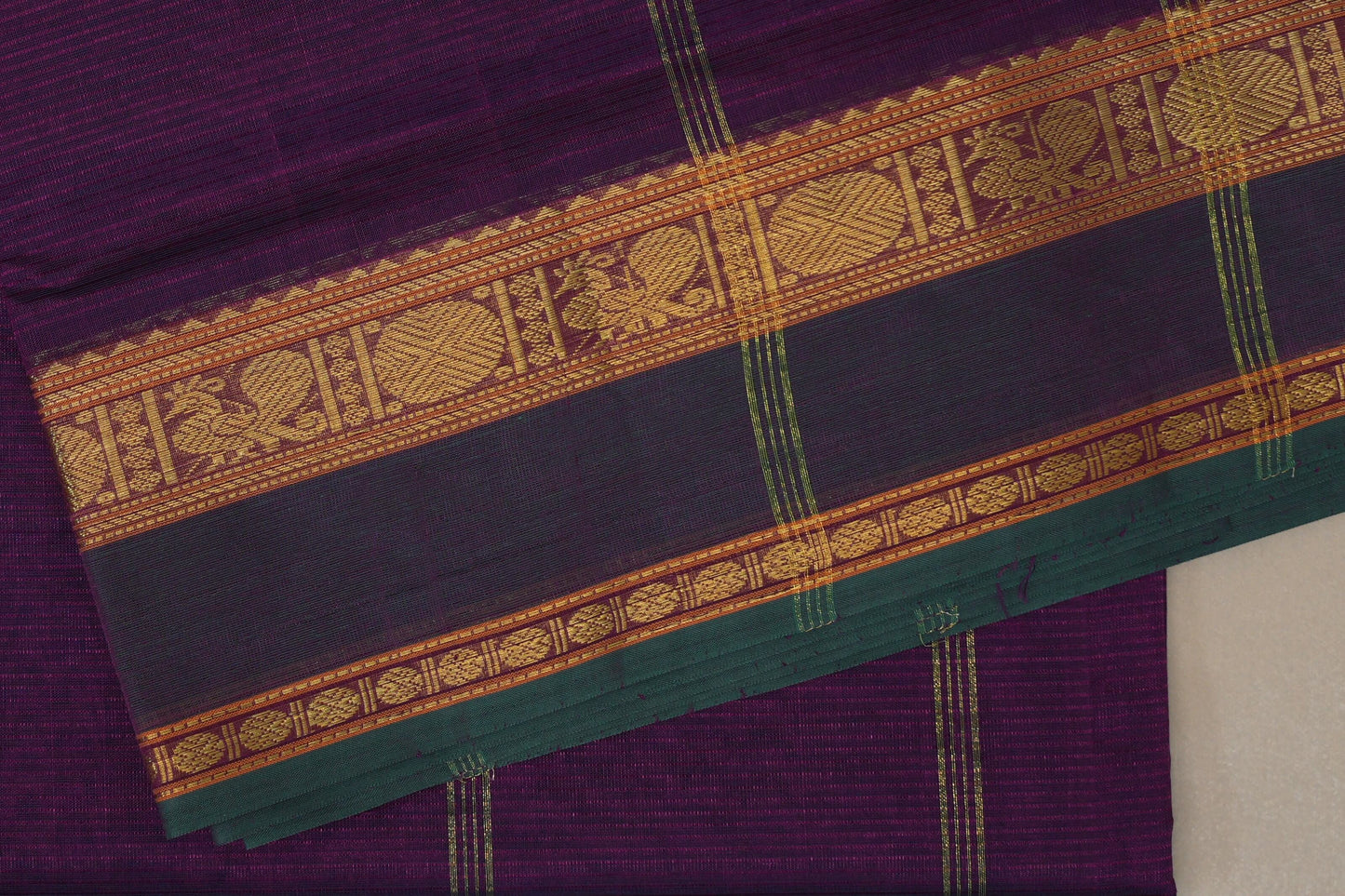 Deep Purple Vegan Silk Cotton Saree border