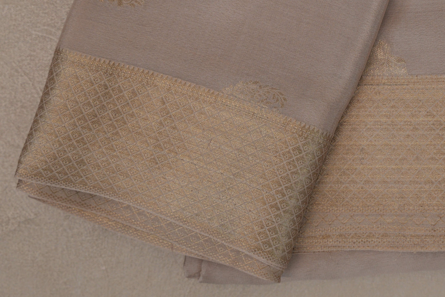 Dark Beige Mysore Silk Saree borders