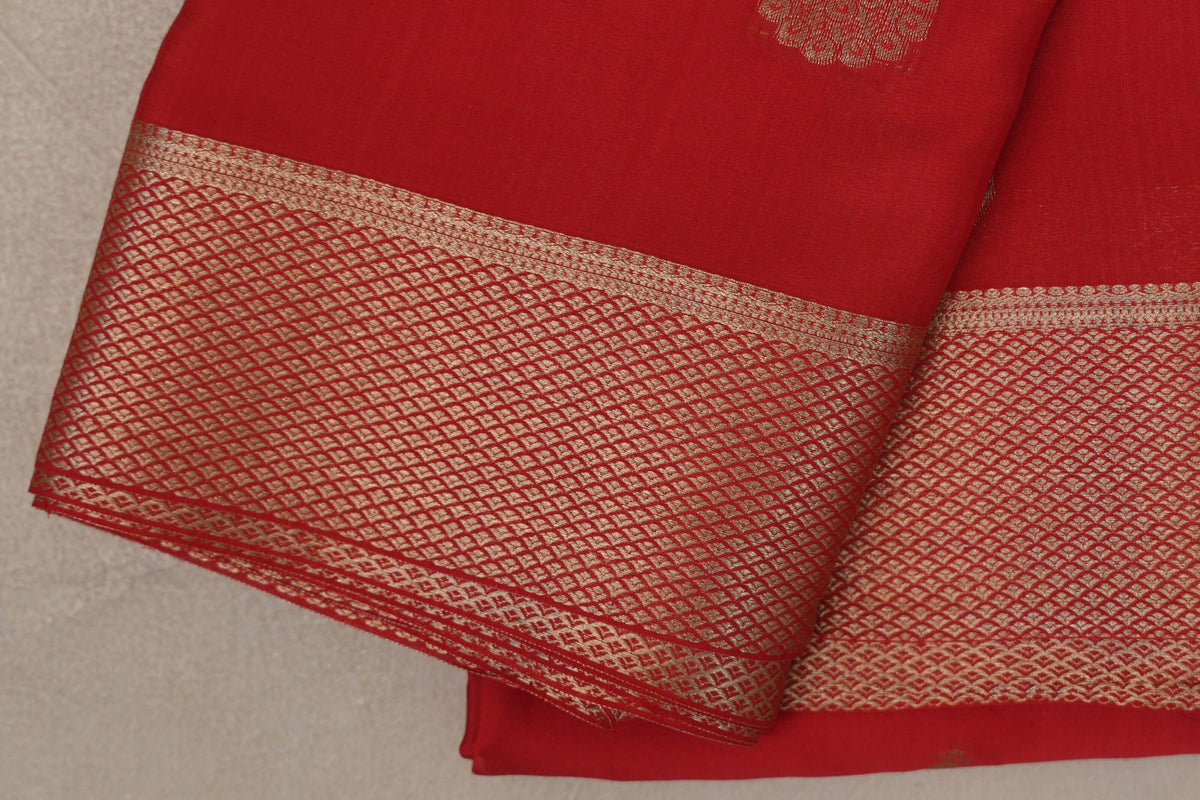 Bright Red Mysore Silk Saree border