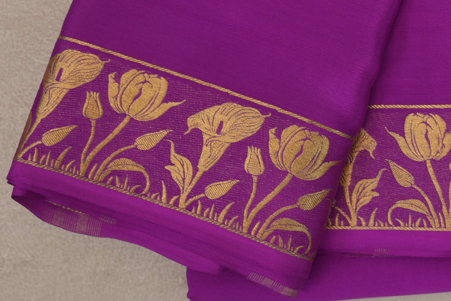 Magenta Purple Mysore Silk Saree border