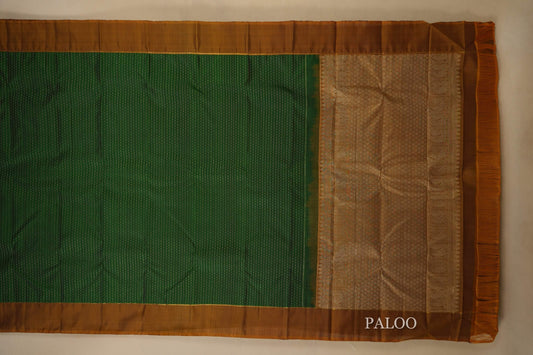 Green Kanjivaram Silk Saree paloo