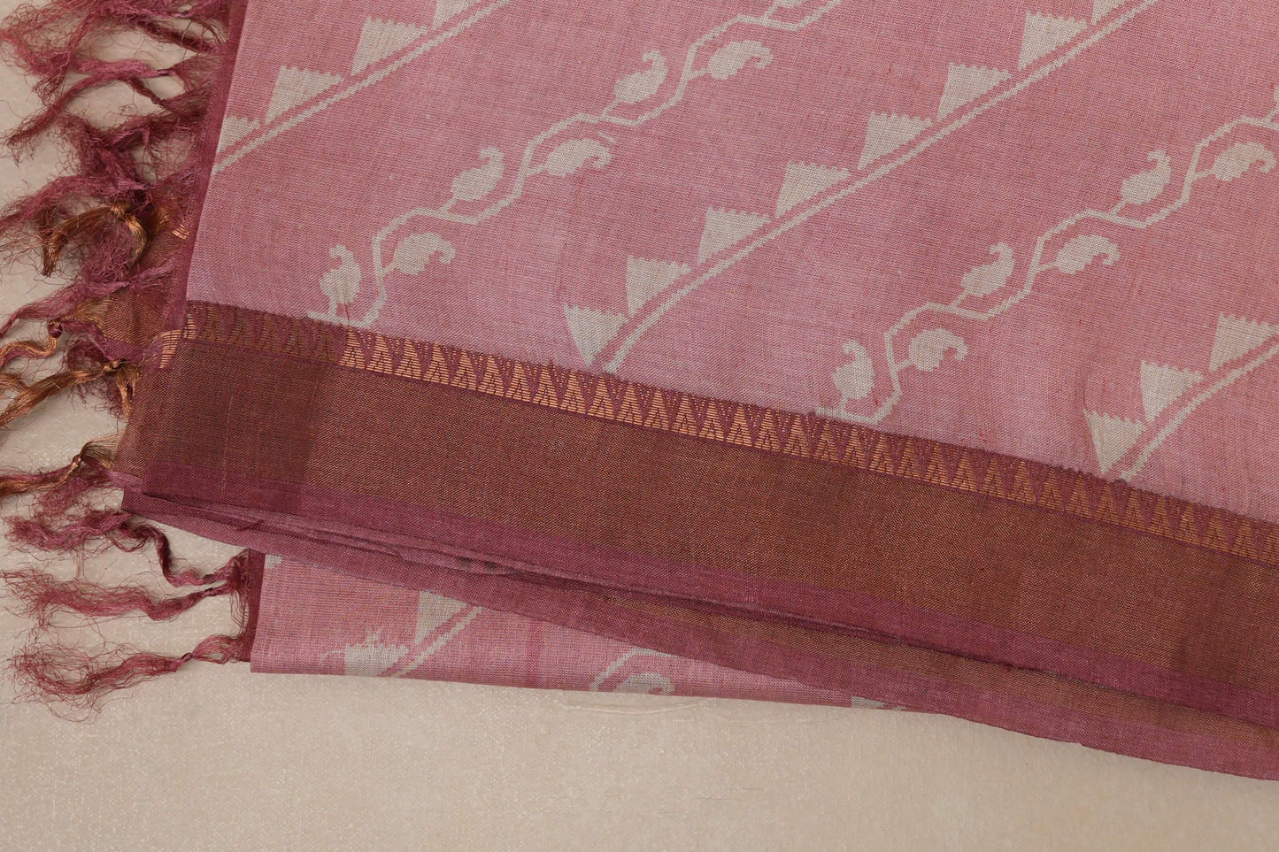 Flamingo Pink with amarnath pink borders Tussar silk saree SS8838