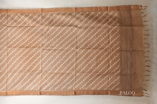 Sand brown with Antique Gold borders Tussar silk saree SS8840