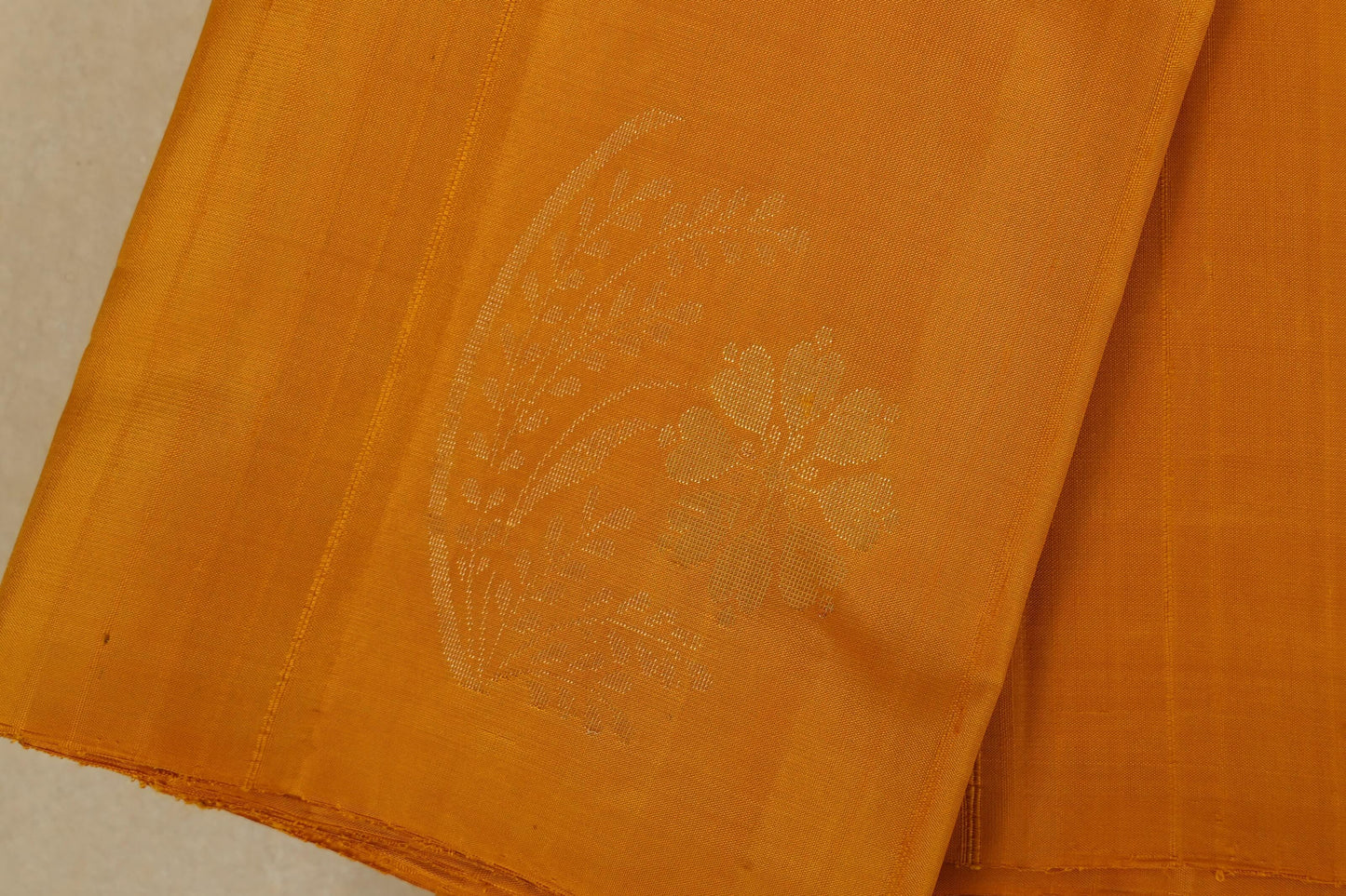 Beige light weight kanchipuram silk saree body zoom