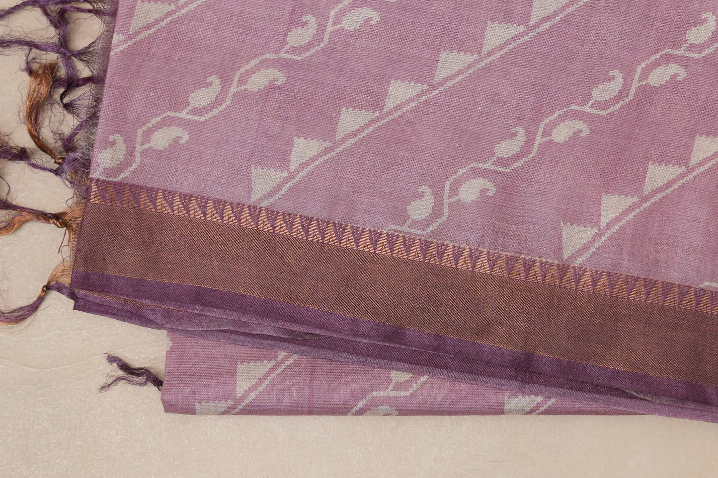 Pastel lavender with Deep Violet borders Tussar silk saree SS8844