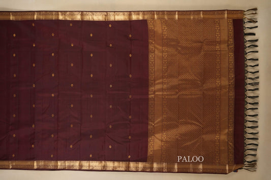 coffee brown light weight kanjivaram silk saree paloo