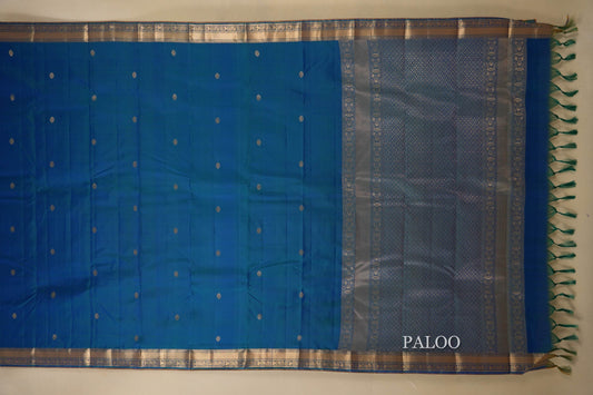 blue light weight kanchipuram silk saree paloo