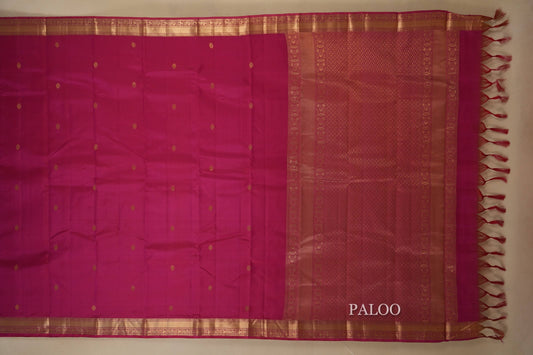 pink light weight kanchipuram silk saree paloo