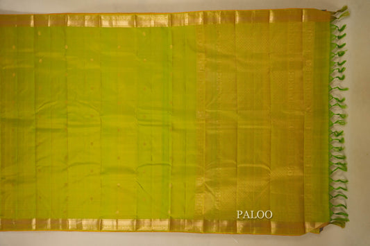 parrot green kanjivaram silk saree paloo