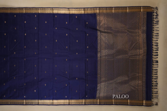 Navy Blue Light weight Kanjivaram Saree paloo