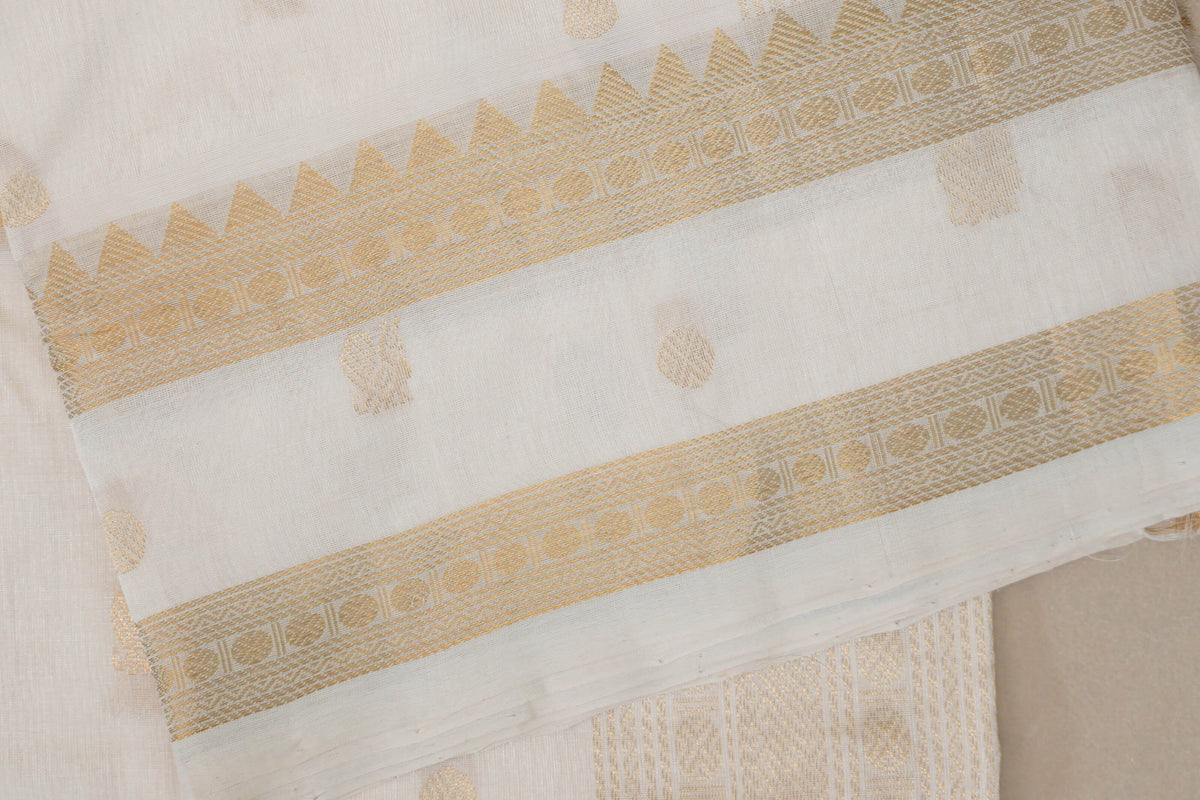 Cream Vegan Silk Cotton Saree border