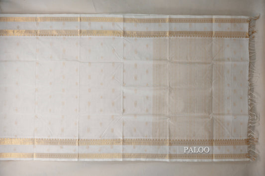 Cream Vegan Silk Cotton Saree paloo