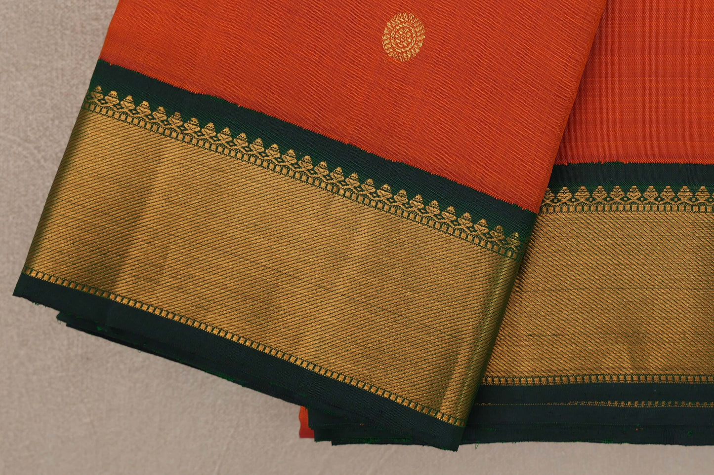 Bright Orange Vintage Kanjivaram Silk Saree border
