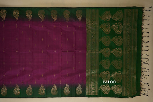 Magenta with Rama Blue Borders Light weight Kanjivaram Silk Saree SS7830