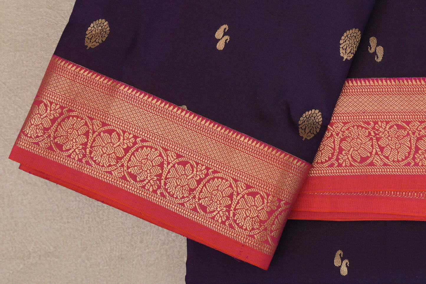 Deep Purple Soft Silk Saree border