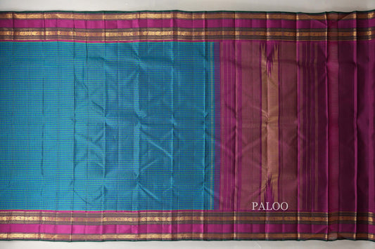 Multi Color Vintage Kanjivaram Silk Saree paloo