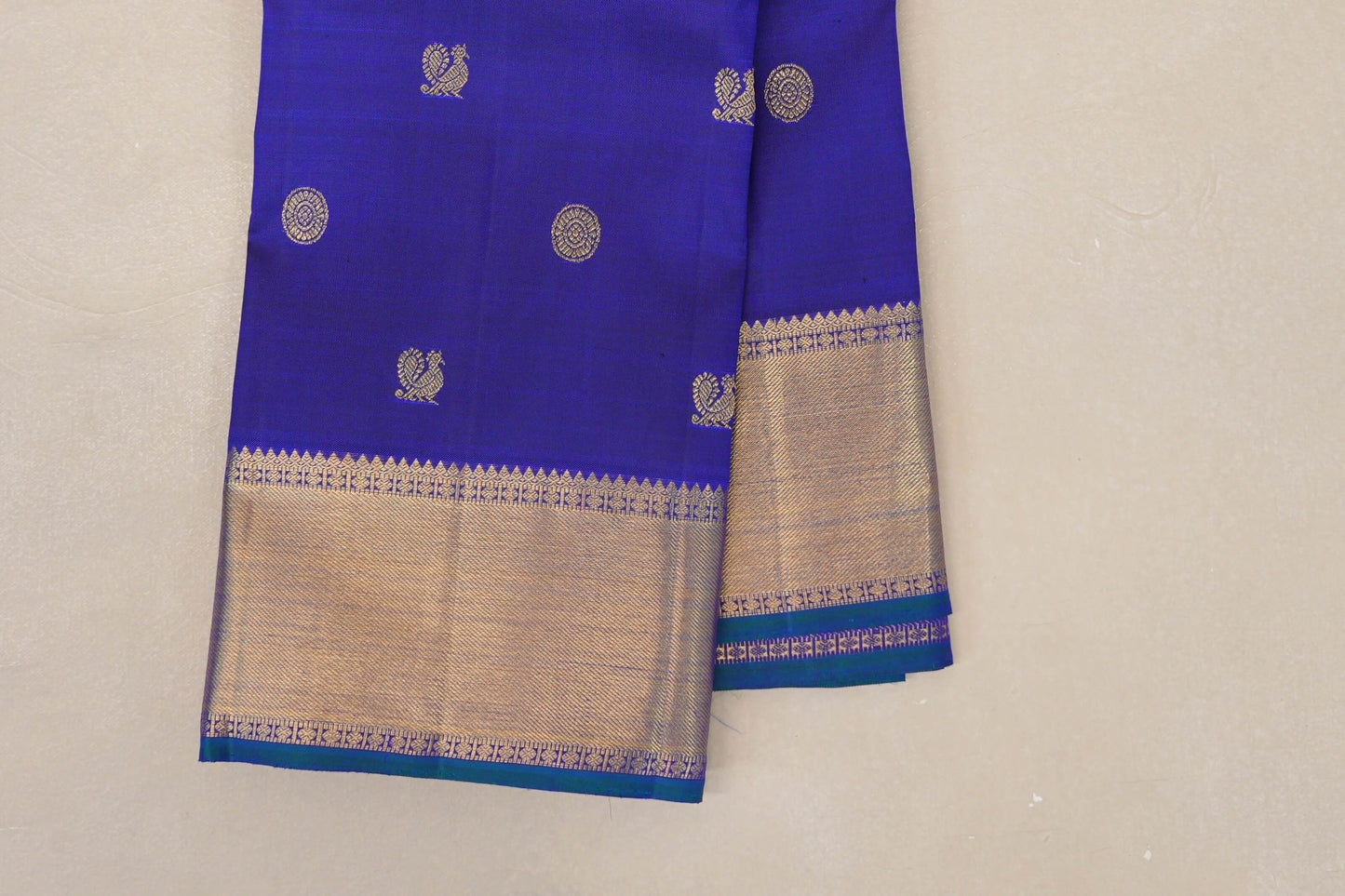 Ink Blue Heirloom Kanjivaram Silk Saree border zoom
