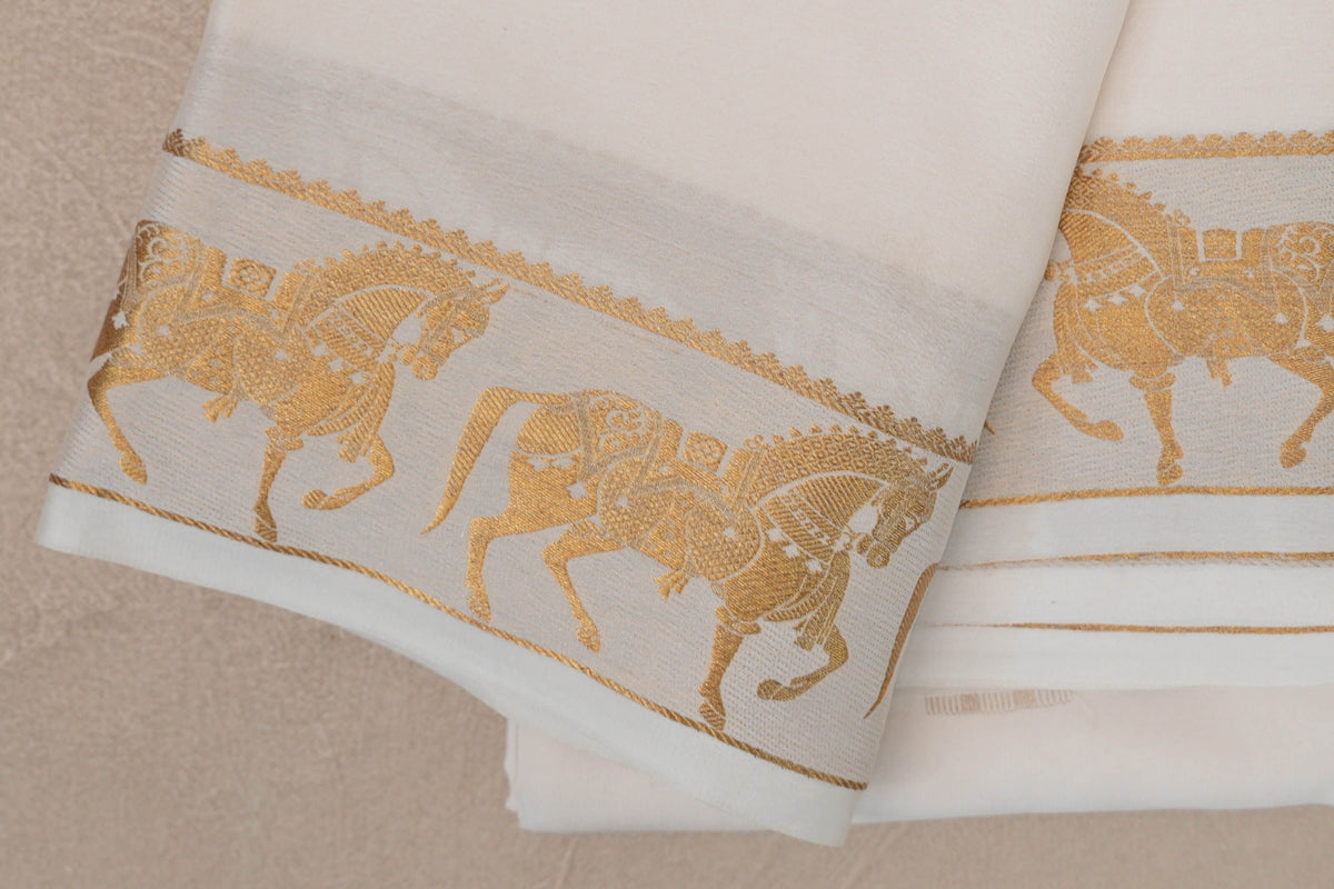 Milk White Mysore Silk Saree border