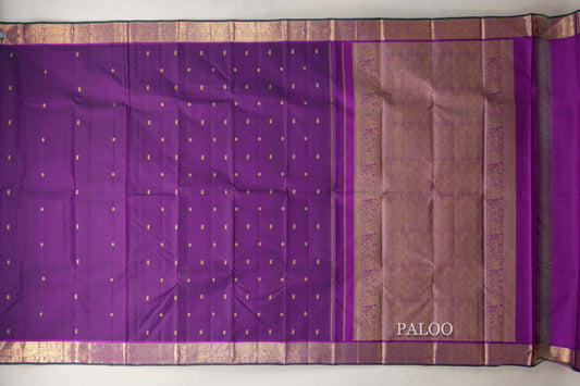 Royal Purple with Dark Green Selvedge Borders Vintage Kanjivaram Silk Saree SS8919