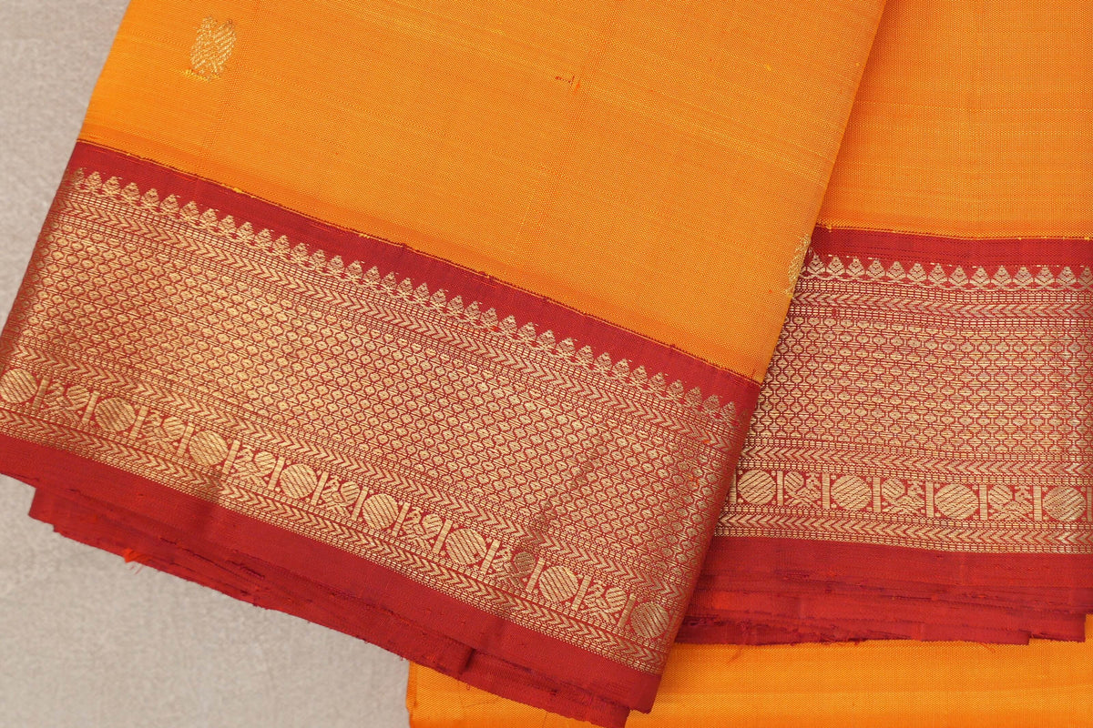 Mango Orange Vintage Kanjivaram Silk Saree border