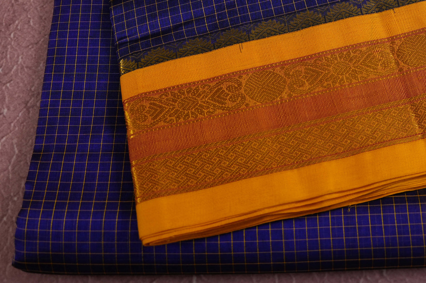 Checked silk cotton saree