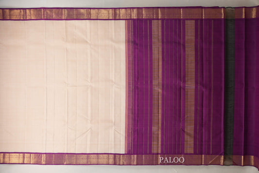 Cream Vintage Kanjivaram Silk Saree paloo