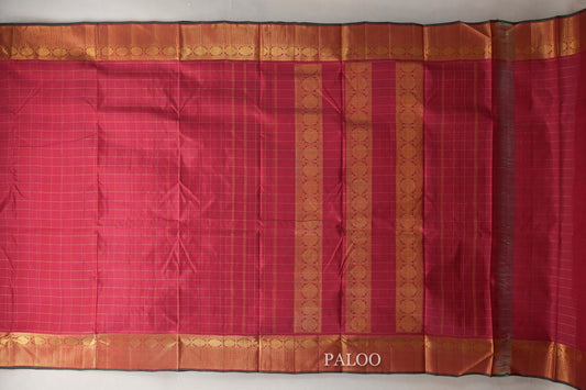 Reddish Maroon Ten Yards Silk Saree paloo