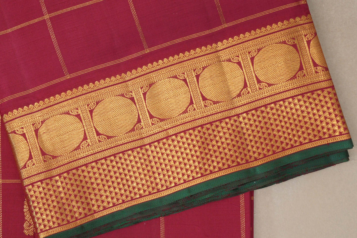 Reddish Pink Ten Yards Silk Saree border