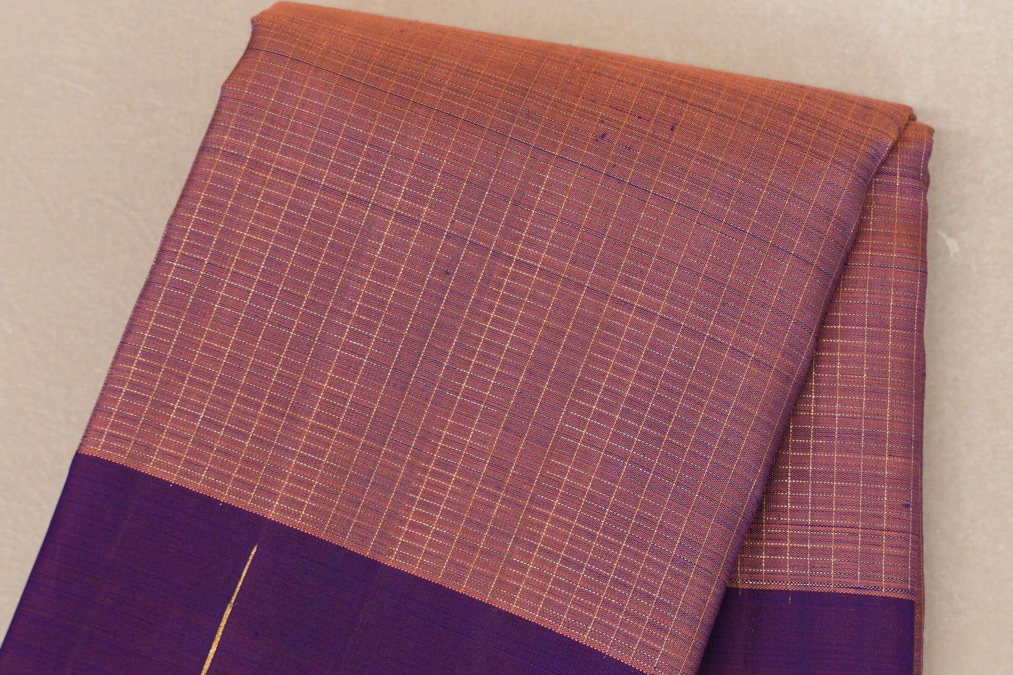 Onion Pink with Dual Tone of Plum and Blue border Vintage Kanjivaram Silk Saree SS8942
