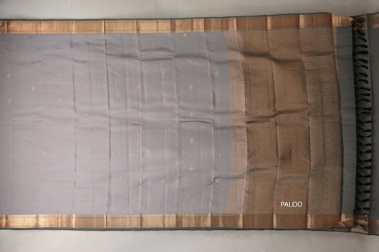Light grey with dark grey borders Light Weight Kanjivaram Silk Saree SS8948