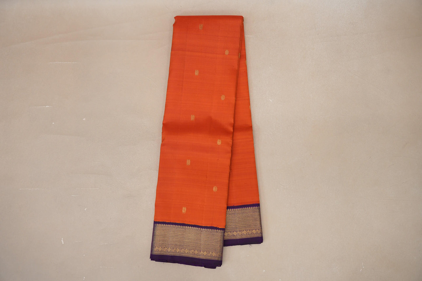 Deep orange with Deep Violet border Vintage Kanjivaram Silk Saree SS8979