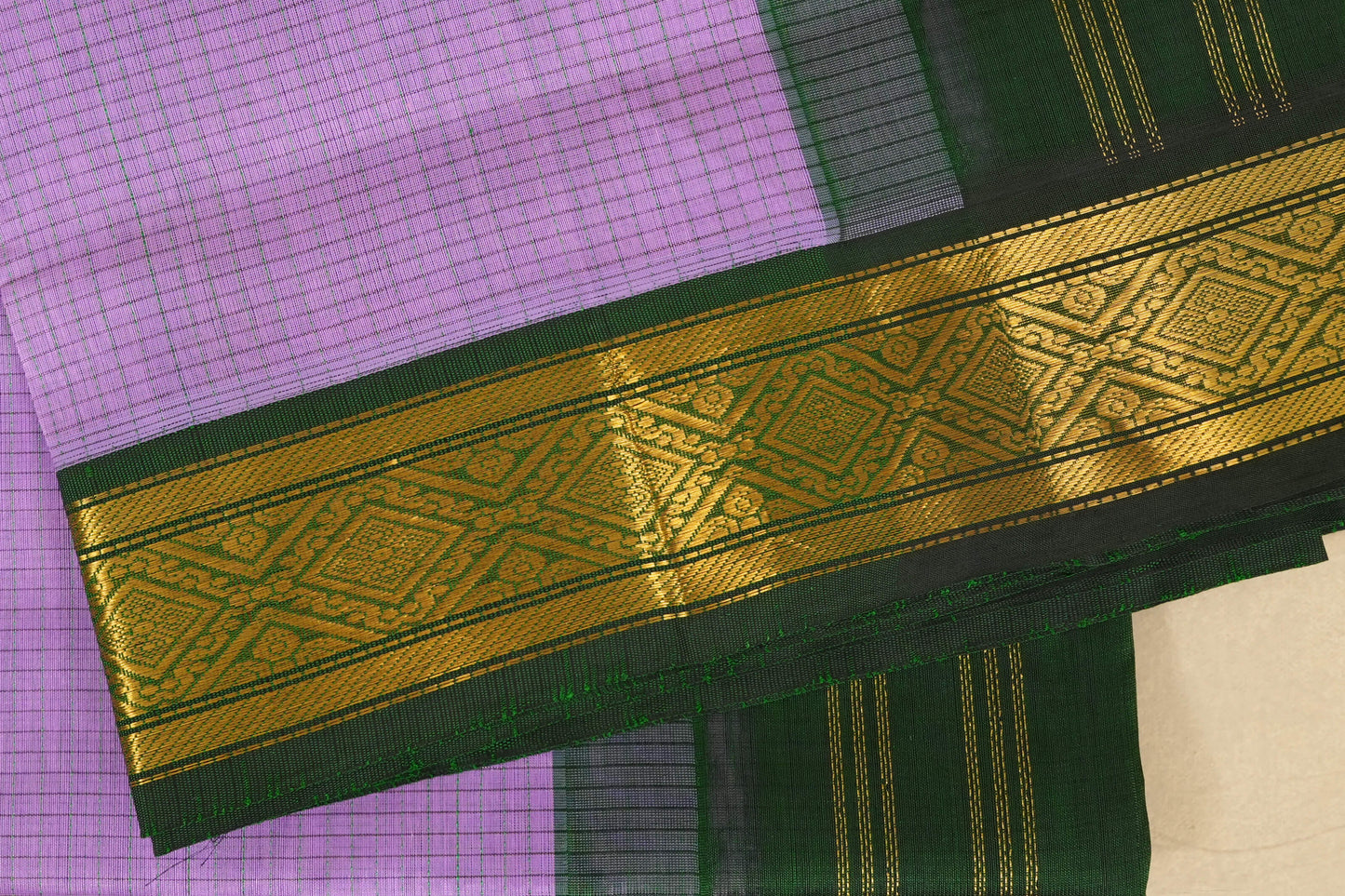 Lavender Silk Cotton Saree borders zoom