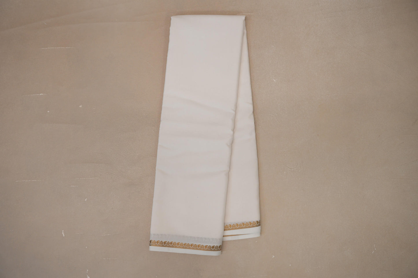 Milk White Mysore Silk Saree SS8985