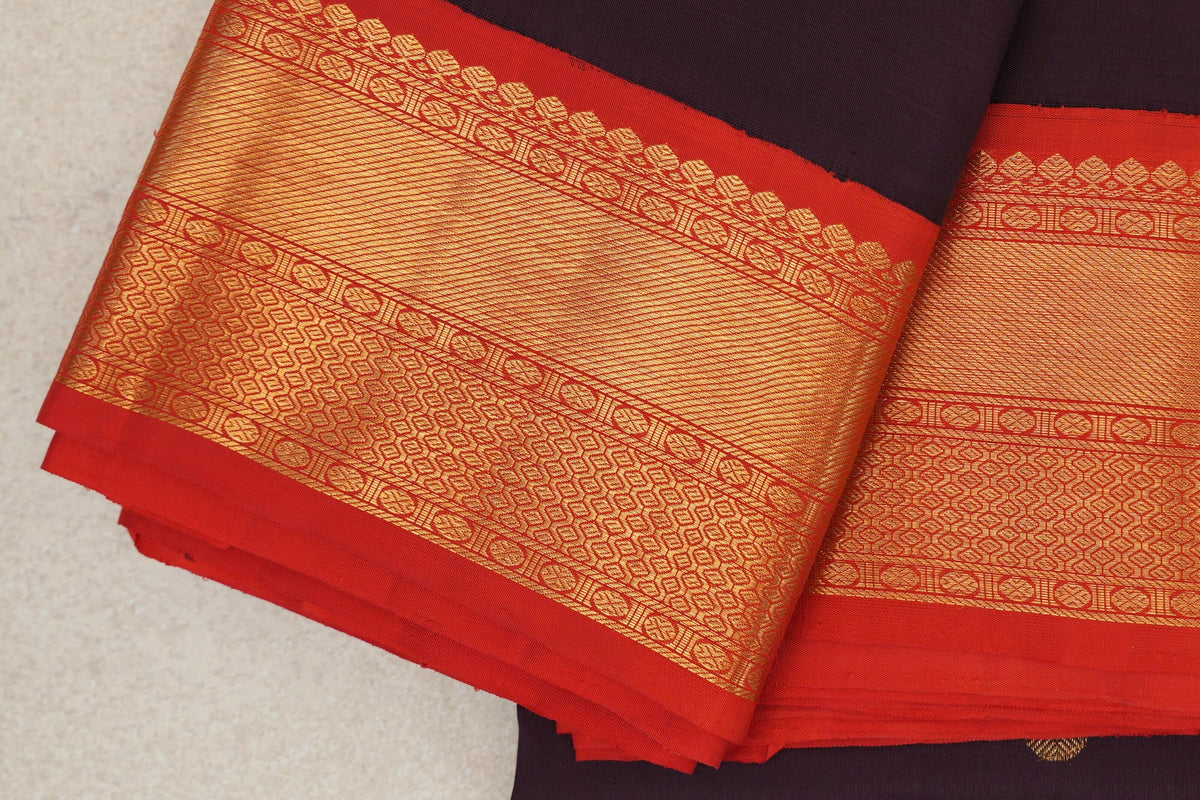 Deep Plum Plant Based Kanjivaram Silk Saree border