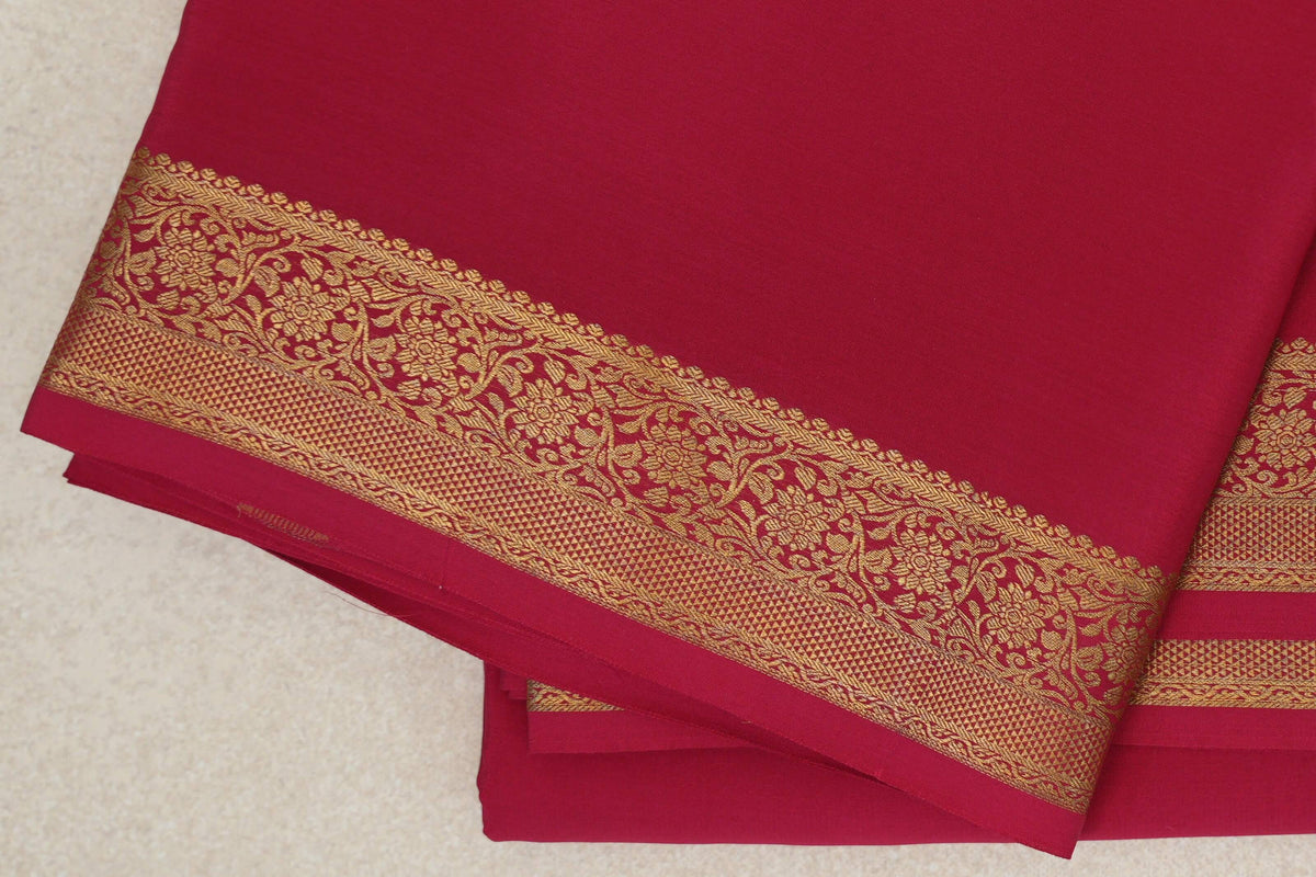 Deep Pink Mysore Silk Saree border