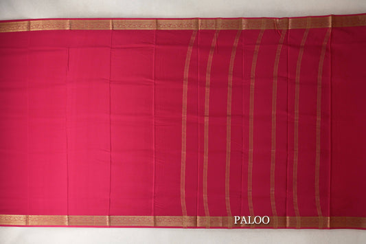 Deep Pink Mysore Silk Saree paloo