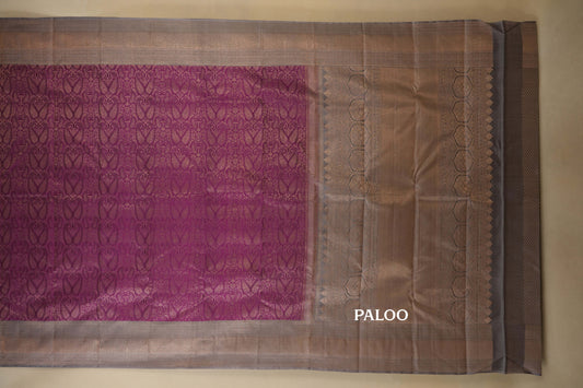 Purple with Grey Borders Kanjivaram Silk Saree SS7941